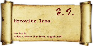 Horovitz Irma névjegykártya
